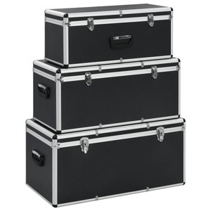 Diverse Hardware, Aufbewahrungskoffer 3 Stk. Schwarz Aluminium, vidaXL Aufbewahrungskoffer 3 Stk. Schwarz Aluminium
