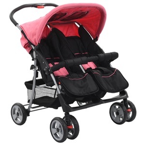 Diverse Hardware, Baby Zwillingswagen Rosa und Schwarz Stahl
