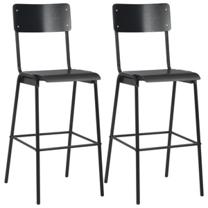 Diverse Hardware, Barhocker 2 Stk. Schwarz Massives Sperrholz Stahl, vidaXL Barhocker 2 Stk. Schwarz Massives Sperrholz Stahl