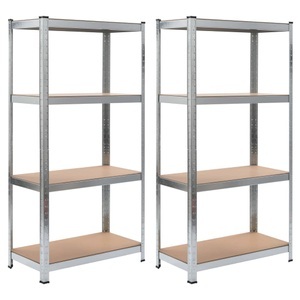 Diverse Hardware, Lagerregale 2 Stk. Silbern 80 x 40 x 160 cm Stahl und MDF, vidaXL Regale mit 4 Böden 2 Stk. Silbern Stahl & Holzwerkstoff