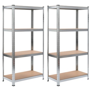 Diverse Hardware, Lagerregale 2 Stk. Silbern 80 x 40 x 160 cm Stahl und MDF, vidaXL Regale mit 4 Böden 2 Stk. Silbern Stahl & Holzwerkstoff