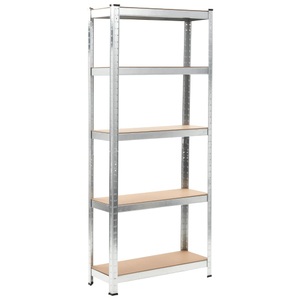 Diverse Hardware, Lagerregal Silbern 75 x 30 x 172 cm Stahl und MDF, vidaXL Lagerregal mit 5 Böden Silbern Stahl & Holzwerkstoff