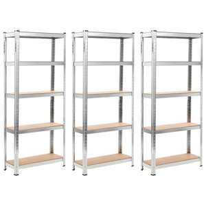 Diverse Hardware, Lagerregale 3 Stk. Silbern 75 x 30 x 172 cm Stahl und MDF, vidaXL Lagerregale mit 5 Böden 3 Stk. Silbern Stahl & Holzwerkstoff