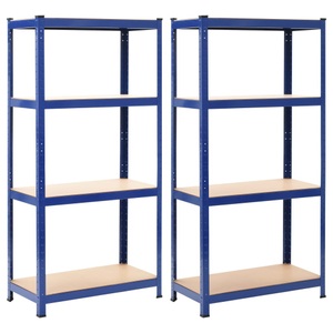 Diverse Hardware, Lagerregale 2 Stk. Blau 80 x 40 x 160 cm Stahl und MDF, vidaXL Lagerregale mit 4 Böden 2 Stk. Blau Stahl & Holzwerkstoff
