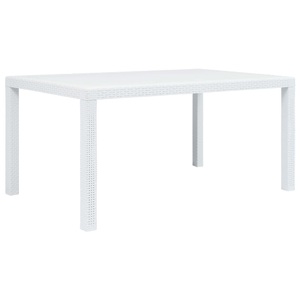 Gartentisch Weiss 150 x 90 x 72 cm Kunststoff Rattan-Optik