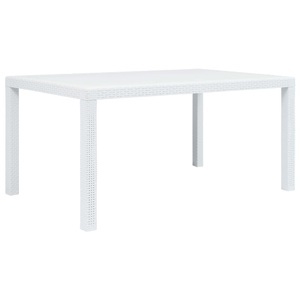 Diverse Hardware, Gartentisch Weiss 150 x 90 x 72 cm Kunststoff Rattan-Optik, vidaXL Gartentisch Weiß 150x90x72 cm Kunststoff Rattan-Optik