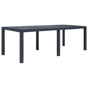 Diverse Hardware, Gartentisch Anthrazit 220 x 90 x 72 cm Kunststoff Rattan-Optik