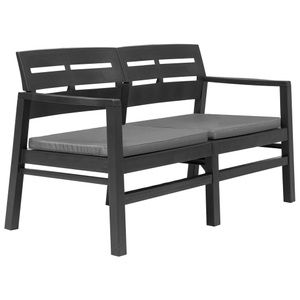 Diverse Hardware, 2-Sitzer-Gartenbank mit Kissen Anthrazit 133 cm Kunststoff