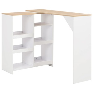 Diverse Hardware, Bartisch mit Beweglichem Regal Weiss 138 x 40 x 120 cm, vidaXL Bartisch mit Beweglichem Regal Weiß 138x39x110 cm