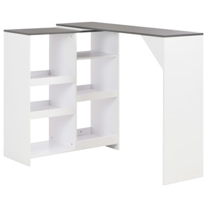 Diverse Hardware, Bartisch mit Beweglichem Regal Weiss 138 x 40 x 120 cm, vidaXL Bartisch mit Beweglichem Regal Weiß 138x39x110 cm