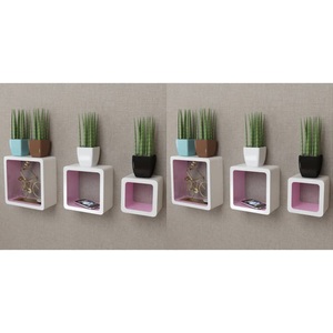 vidaXL, vidaXL Wandregale Regalwürfel 6 Stk. Weiß und Rosa, 