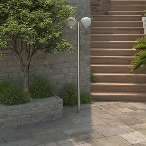 Diverse Hardware, Gartenlampe Strassenlaterne 2 flammig 220 cm Edelstahl, vidaXL Garten-Kandelaber 2-flammig 220 cm