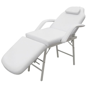 vidaXL, vidaXL Kosmetikstuhl Tragbar Kunstleder 185×78×76 cm Weiß, vidaXL Kosmetikstuhl Tragbar Kunstleder 185×78×76 cm Weiß