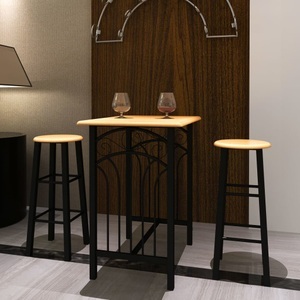 vidaXL, vidaXL Früchstücksbar Hellbraunes Holz Schwarzer Stahl, vidaXL Früchstücksbar Hellbraunes Holz Schwarzer Stahl