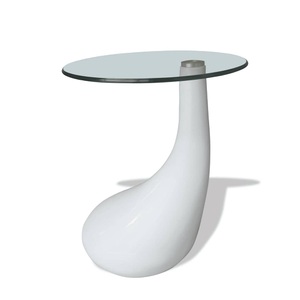Diverse Hardware, Beistelltisch mit runder Glasplatte Hochglanz Weiss, vidaXL Couchtisch mit Runder Glasplatte Hochglanz Weiß