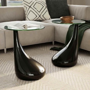 Diverse Hardware, Beistelltische mit runder Glasplatte 2 Stk. Hochglanz Schwarz, vidaXL Couchtische 2 Stk. mit Runder Glasplatte Hochglanz Schwarz