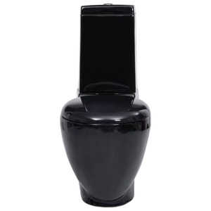 Diverse Hardware, Stand-Toilette/WC Bodenstehend Design Toilette Keramik Schwarz, vidaXL Keramik-Toilette Abgang Horizontal Schwarz
