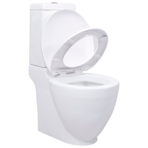 Diverse Hardware, Design Stand-Toilette/WC Keramik inkl. Soft Close WC Sitz, vidaXL Keramik-Toilette Abgang Horizontal Weiß