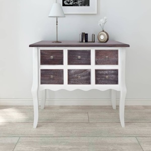 Diverse Hardware, Kommode 6 Schubladen Braun und Weiss Holz, vidaXL Konsolenschrank mit 6 Schubladen Braun und Weiß Holz