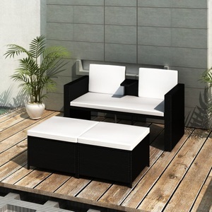 vidaXL, vidaXL 4-tlg. Garten-Lounge-Set mit Auflagen Poly Rattan Schwarz