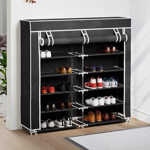 Diverse Hardware, Stoff Schuhschrank mit Abdeckung 115 x 28 x 110 cm Schwarz