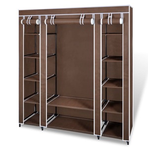 vidaXL, vidaXL Stoffschrank mit Fächern und Stangen 45×150×176 cm Braun, vidaXL Stoffschrank mit Fächern und Stangen 45×150×176 cm Braun