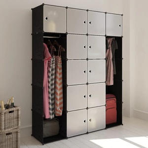 vidaXL, vidaXL Modularer Schrank mit 14 Fächern schwarz/weiß 37x146x180,5cm, vidaXL Modularer Schrank mit 14 Fächern schwarz/weiß 37x146x180,5cm
