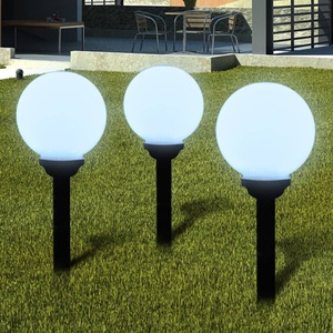 Diverse Hardware, Aussenlampe Solarkugel Solarlampe LED Kugellampe 3tlg., vidaXL Wegeleuchten 3 Stk. LED 20 cm mit Erdspieß