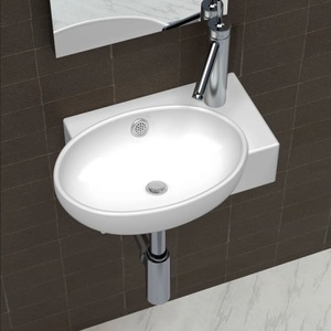 vidaXL, vidaXL Waschbecken mit Wasserhahn-Loch und Überlaufloch Keramik Weiß, 