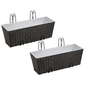 vidaXL, vidaXL 2xBlumentopf Blumenkübel Übertopf Pflanzenkübel Schwarz, vidaXL 2xBlumentopf Blumenkübel Übertopf Pflanzenkübel Schwarz