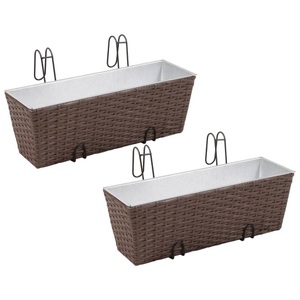 vidaXL, vidaXL 2 x Blumentopf Blumenkübel Übertopf Pflanzenkübel Braun 50 cm, 