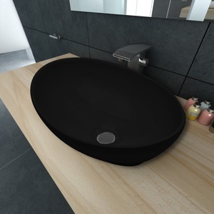 Diverse Hardware, Keramik Waschtisch Waschbecken Oval schwarz 40 x 33 cm, vidaXL Keramik Waschtisch Waschbecken Oval schwarz 40 x 33 cm