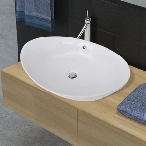 vidaXL, vidaXL Keramik Waschbecken Keramikspülen Überlauf Oval 59 x 38,5 cm, vidaXL Keramik Waschbecken Keramikspülen Überlauf Oval 59 x 38,5 cm