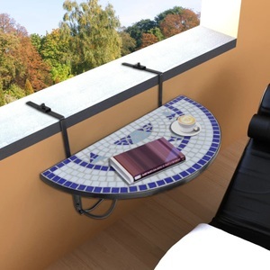 vidaXL, vidaXL Balkonhängetisch Blau und Weiß Mosaik, vidaXL Balkonhängetisch Mosaik Blau und Weiß