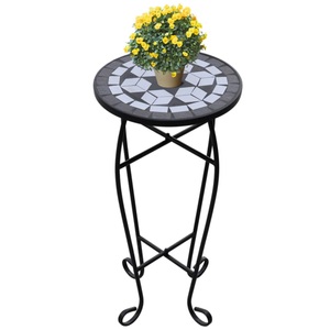 vidaXL, vidaXL MOSAIK Beistelltisch Tisch Bistrotisch Blumenständer Schwarz, vidaXL Beistelltisch Mosaik Schwarz und Weiß