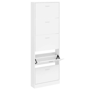 Weisser Holz-Schuhschrank mit 5 Schuhkippern