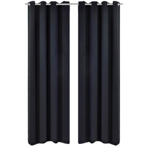 vidaXL, vidaXL Verdunkelungs-Vorhänge mit Metallringen 135 x 245 cm Schwarz blackout, vidaXL Verdunkelungs-Vorhänge mit Metallringen 135 x 245 cm Schwarz blackout