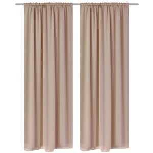 vidaXL, vidaXL Verdunkelungs-Vorhänge mit Schlaufen 135 x 245 cm Creme blackout, vidaXL 2 Stk. Creme Verdunkelungs-Vorhänge mit Schlitzkopf 135 x 245 cm