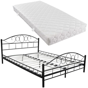 Diverse Hardware, Bett Doppelbett mit Lattenrost 187x 207 cm schwarz + Matratze