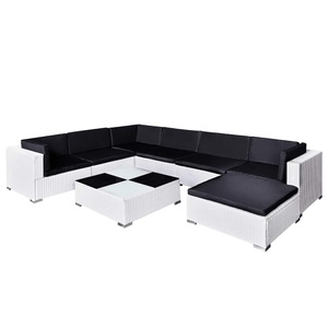 8-tlg. Garten-Lounge-Set mit Auflagen Poly Rattan Weiss