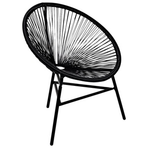Diverse Hardware, Schwarzer Ovaler Poly Rattan Stuhl, vidaXL Garten-Mondstuhl Poly Rattan Schwarz
