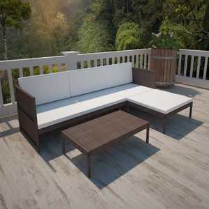 vidaXL, vidaXL 3-tlg. Garten-Lounge-Set mit Auflagen Poly Rattan Braun