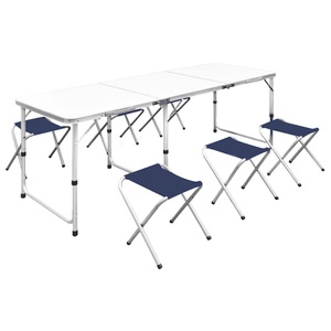 vidaXL, vidaXL Campingtisch mit 6 Klappstühlen höhenverstellbar Aluminium 180 x 60 cm