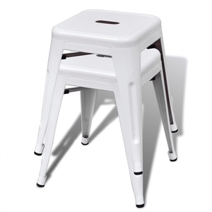 Diverse Hardware, Hocker 2 Stk. Stapelbar Metall Weiss, 