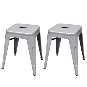 Diverse Hardware, Hocker 2 Stk. Stapelbar Metall Grau, 
