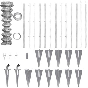 Diverse Hardware, Verzinkter Maschendrahtzaun mit Bodenanker 25 x 1,5 m, vidaXL Maschendrahtzaun Pfosten Bodenhülsen Stahl Verzinkt 25x1,5 m