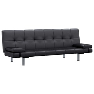 Diverse Hardware, Schlafsofa mit zwei Kissen Kunstleder Verstellbar Schwarz