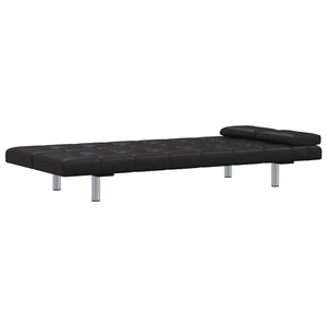 Diverse Hardware, Schlafsofa mit zwei Kissen Kunstleder Verstellbar Schwarz