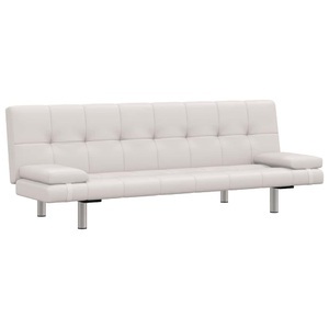 Diverse Hardware, Schlafsofa mit zwei Kissen Kunstleder Verstellbar Cremeweiss