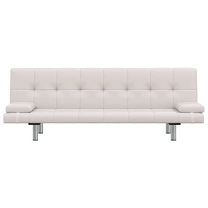 Diverse Hardware, Schlafsofa mit zwei Kissen Kunstleder Verstellbar Cremeweiss